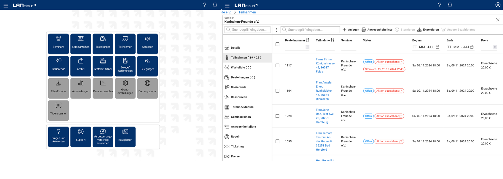 LANcloud Kursverwaltungssoftware in der Cloud - Ein Einblick in das Cloudprodukt